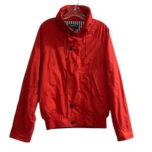 Vintage Nautica Women's Hooded Striped Jacket Red Size M Spring